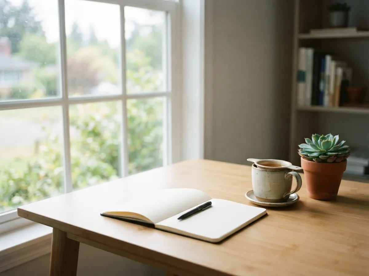 Professional workspace with MiroVita Cellular Blend and wellness materials
